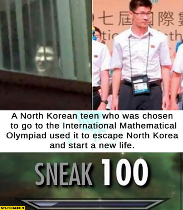 North Korean teen who was chosen to go to the international mathematical olympiad used it to escape North Korea and start a new life, sneak 100
