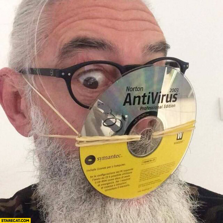 Norton Antivirus cd compact disc face mask corona virus protection