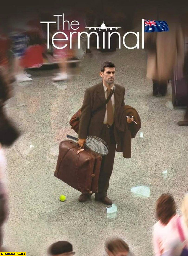 Novak Djokovic the terminal Australia airport movie poster