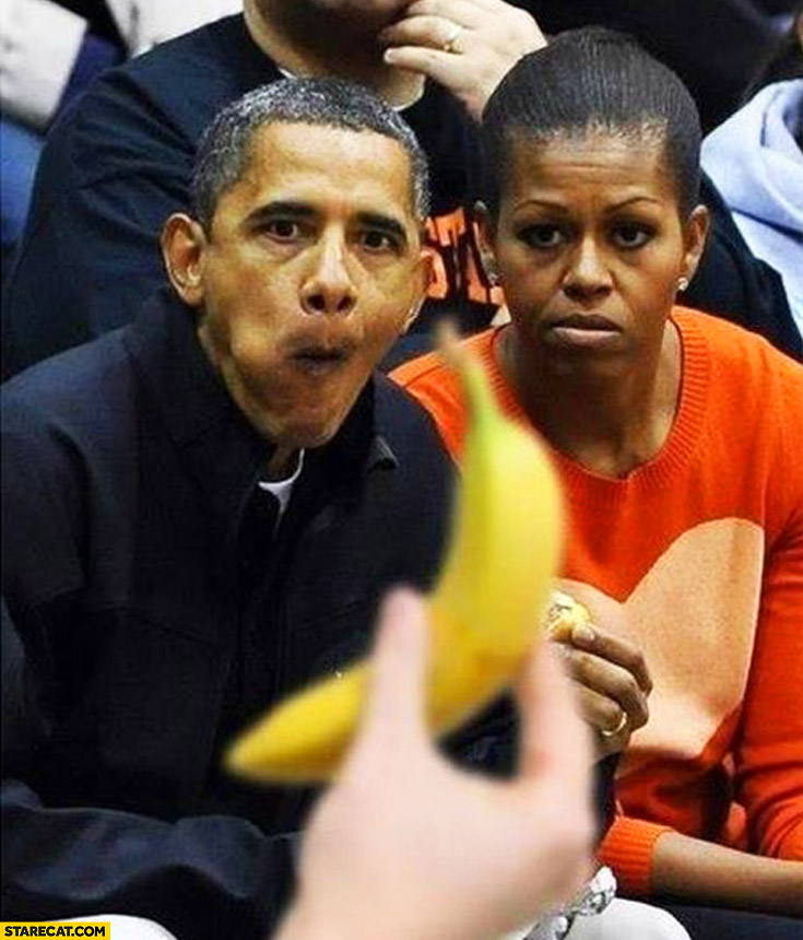 Obama with wife banana