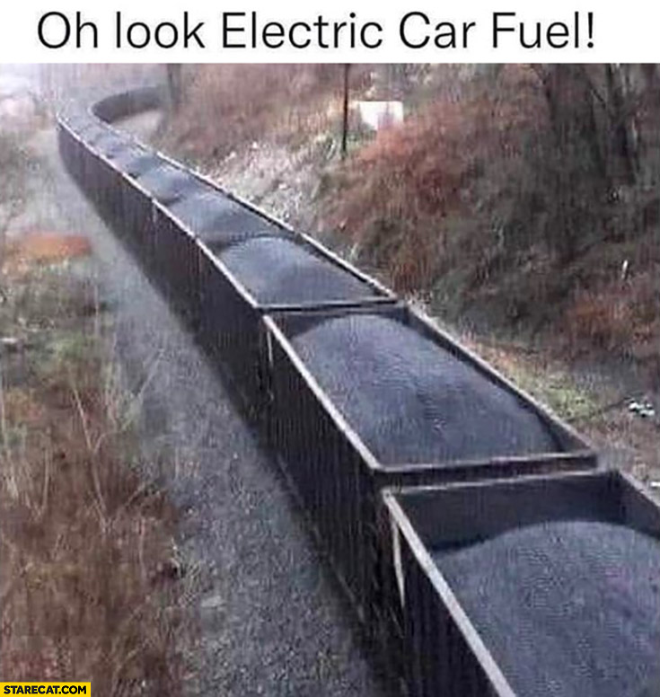 Oh look electric car fuel coal carts train