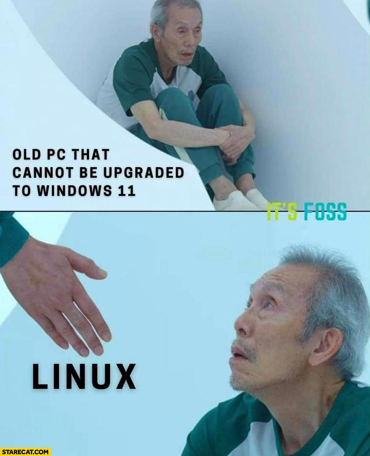 Old PC that cannot be upgraded to Windows 11 Linux gives his hand