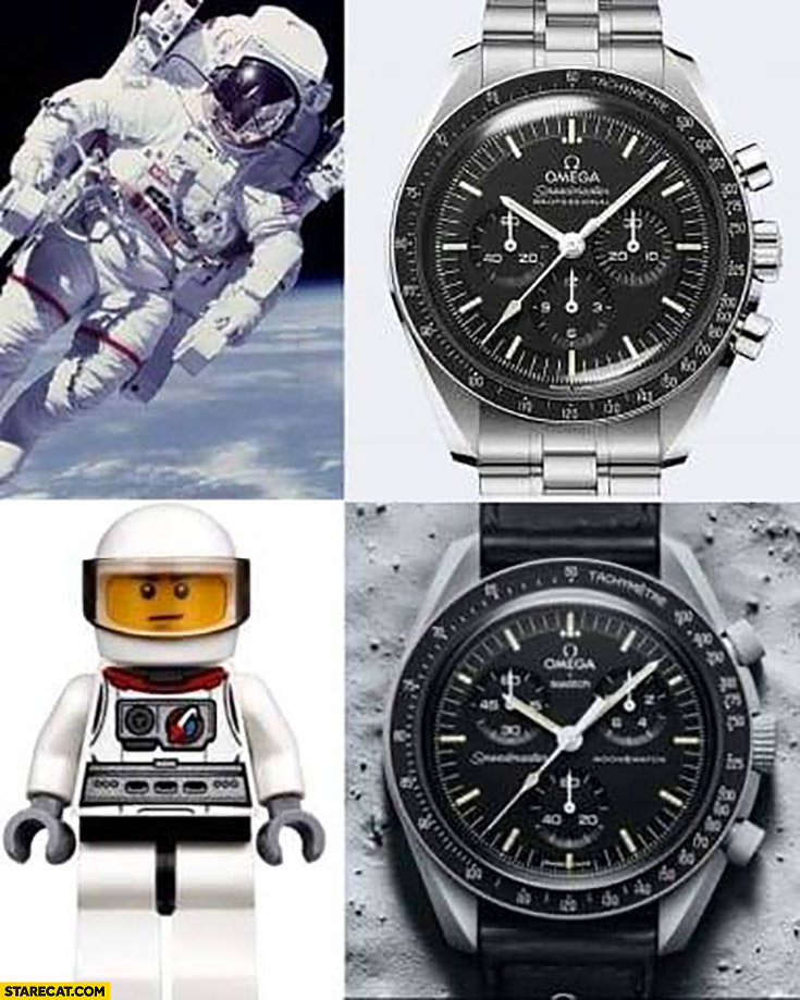 Omega speedmaster cosmonaut vs swatch like omega lego astronaut