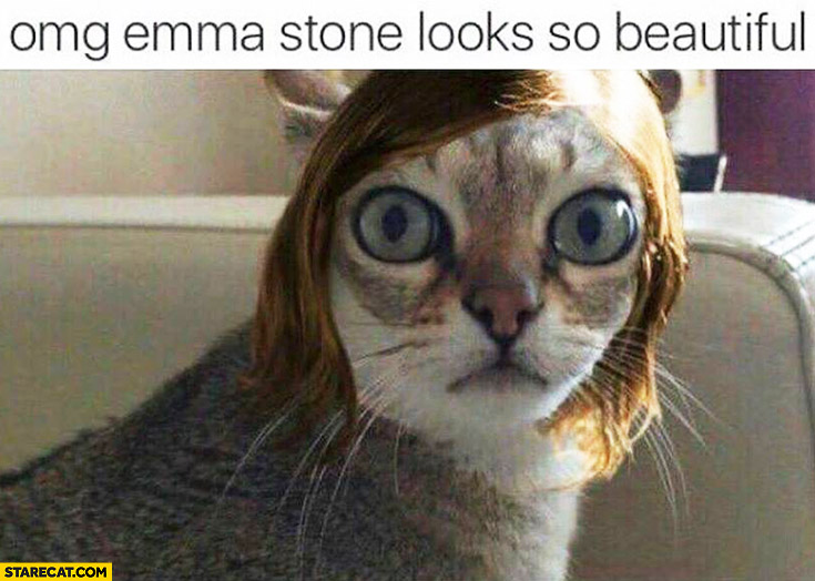 Omg Emma Stone looks so beautiful cat with huge eyes
