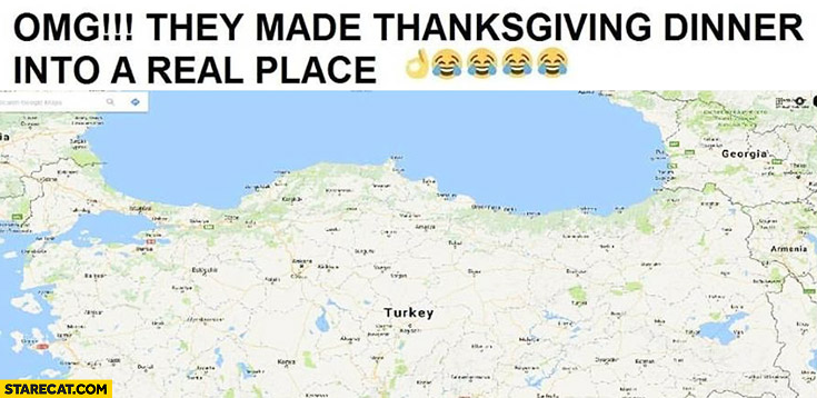 Omg, they made thanksgiving dinner into a real place Turkey