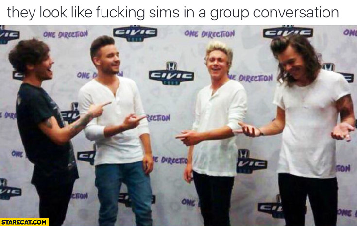 One Direction they look like Sims in a group conversation