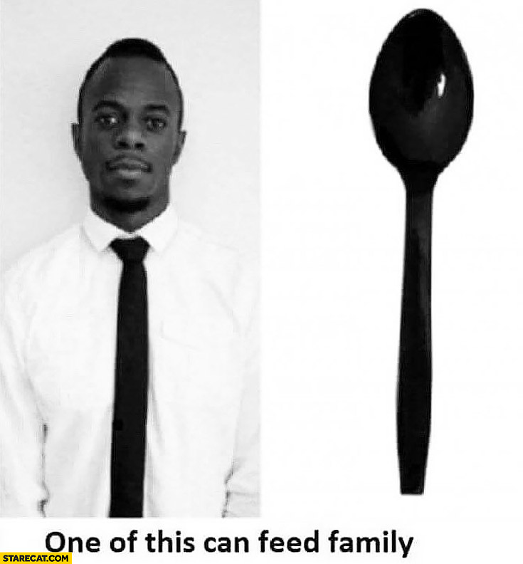One of this can feed family black man vs spoon