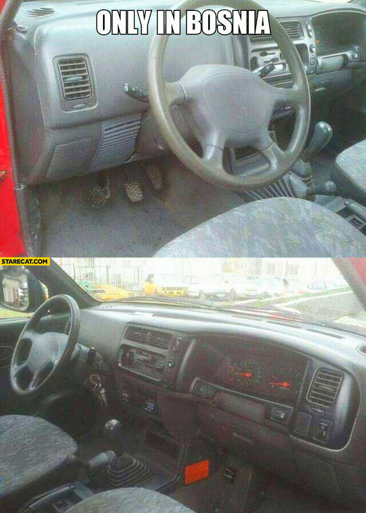 Only in Bosnia steering wheel on the left dashboard on the right car swap fail