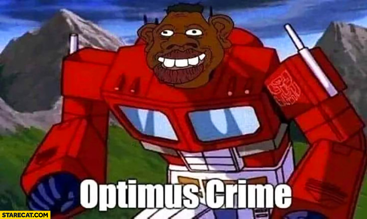 Optimus crime prime black man transformers