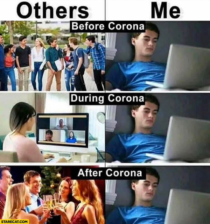 Others me comparison before corona, during corona, after corona the same