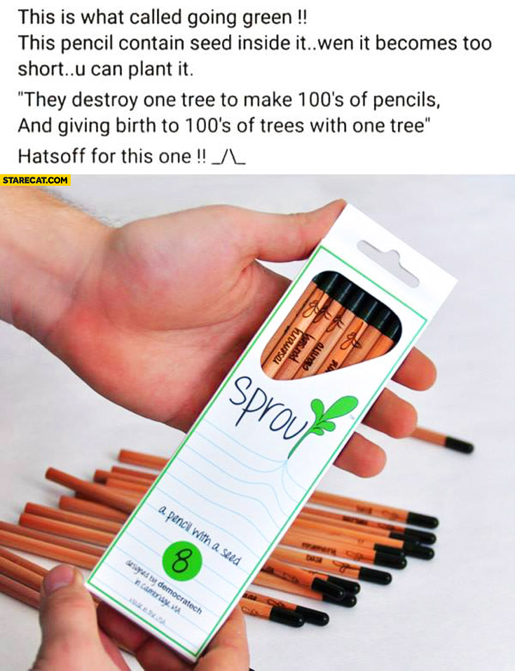 Pencil with seed in it – when it’s too short you can plant it Sprout