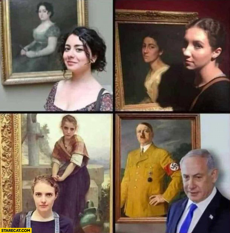 People looking like characters in paintings Netanyahu looking like Adolf Hitler