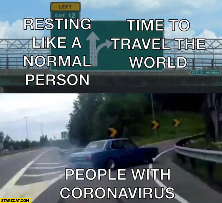 People with coronavirus resting like a normal person, nope time to travel the world