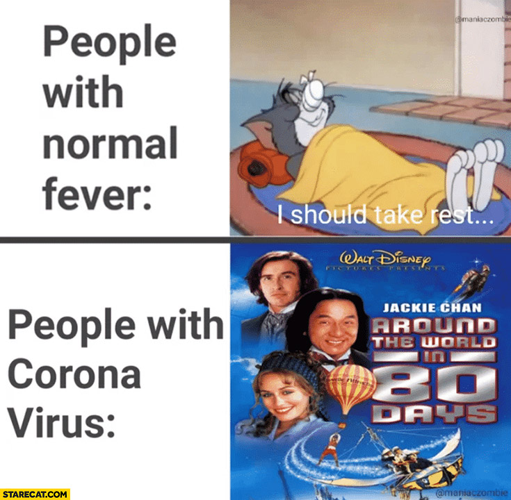 People with normal fever vs people with coronavirus travel around the world