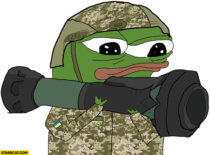 Pepe the frog soldier with javelin rocket launcher
