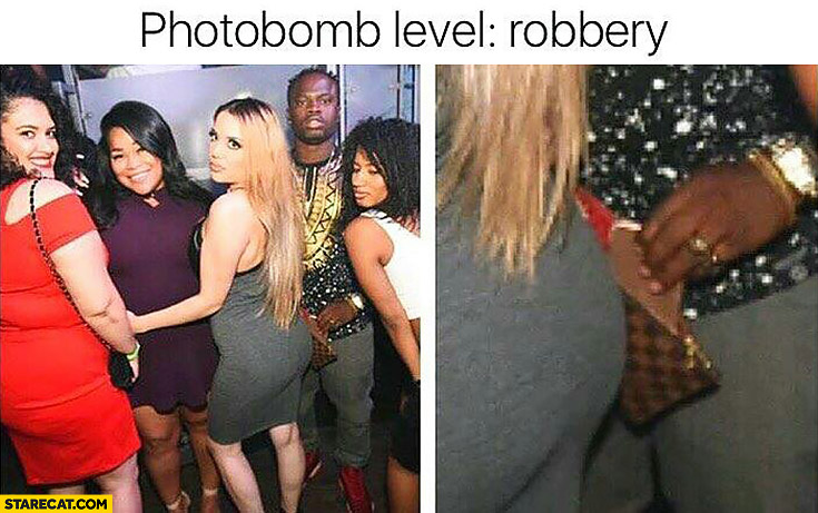 Photobomb level: robbery black man caught