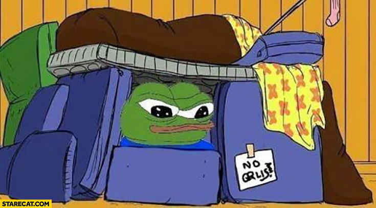 Pillow fort Pepe frog no girls