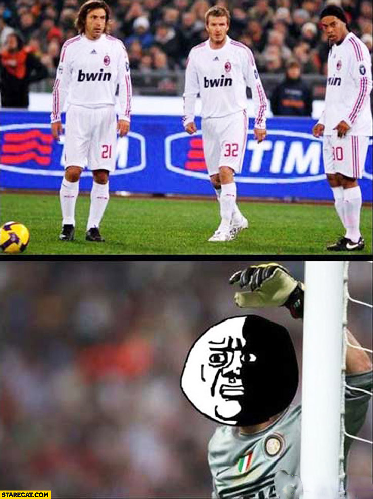 Pirlo Beckham Ronaldinho goalkeeper meme face