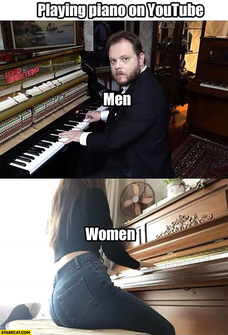 Playing piano on YouTube men vs women comparison