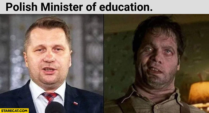 Molish minister of education Czarnek looking like zombie men in black movie