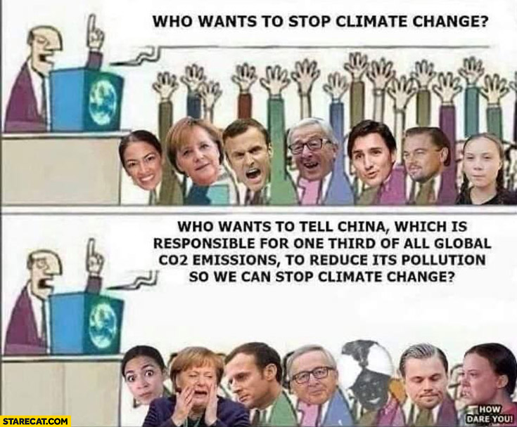 Politicians who want to stop climate change vs who wants to tell China to reduce its pollution