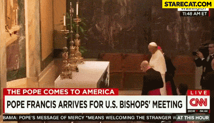 Pope Francis tablecloth trick gif animation