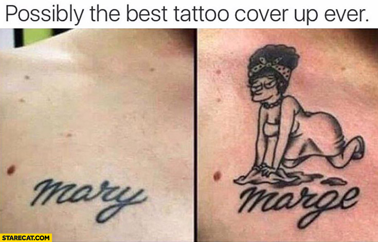 Possibly the best tattoo cover up ever mary to Marge The Simpsons