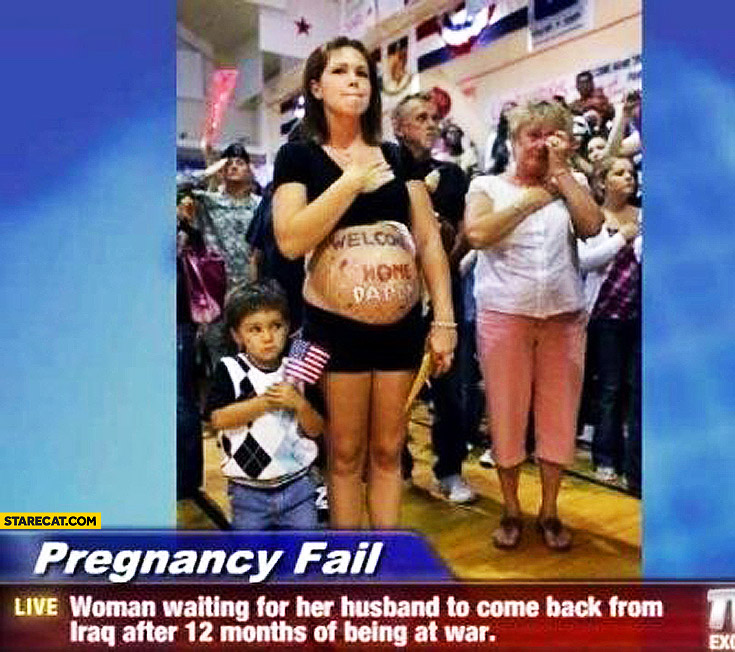 Pregnancy fail woman waiting for her husband to come back from Iraq after 12 months of being at war