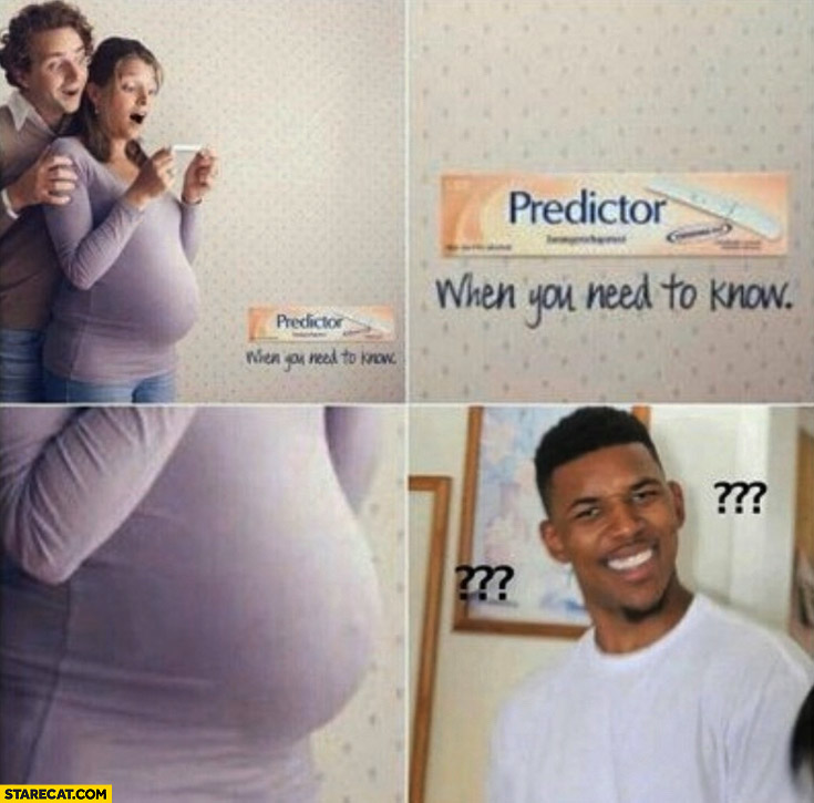 Pregnancy test ad advertisment woman with huge belly