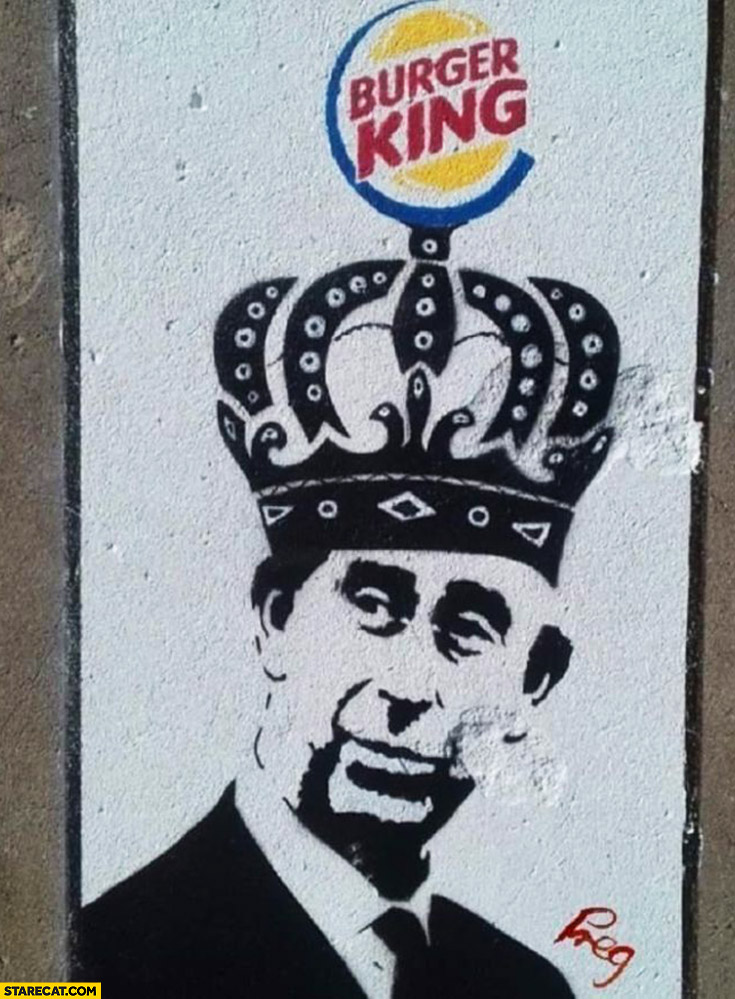Prince Charles III king burger king mural street art graffiti