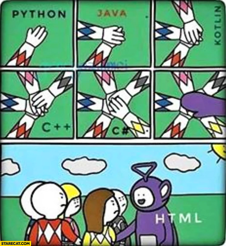 Programming languages HTML holding hand fail