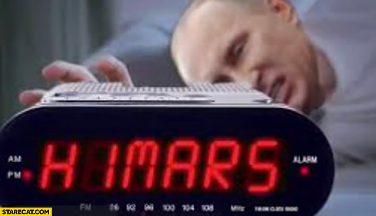 Putin alarm clock showing Himars instead of hour