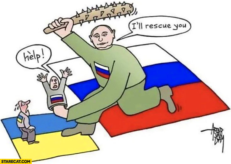 Putin attacking ukraine I’ll rescue you illustration