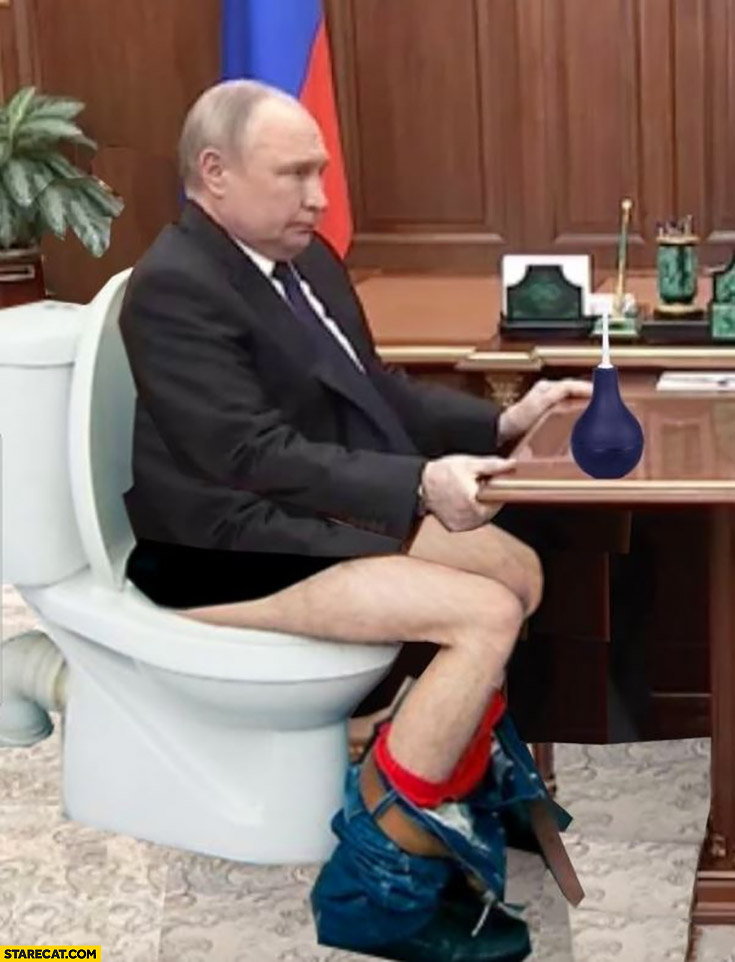 Putin sitting on a toilet photoshopped
