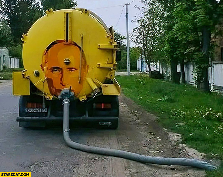 Putin sucking septic tank wagon truck