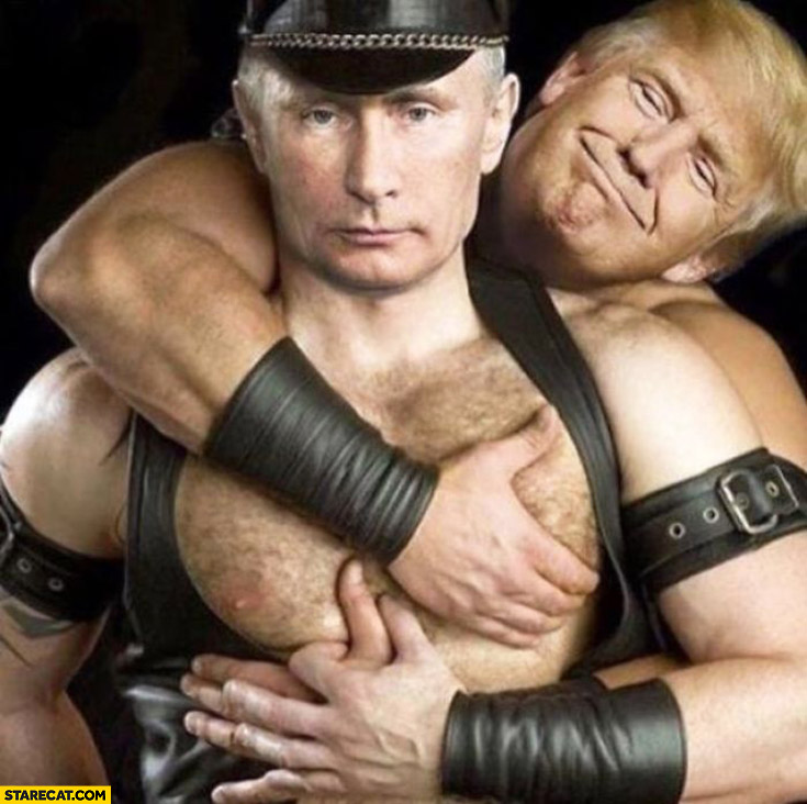 Putin Trump bare wrestlers photoshopped