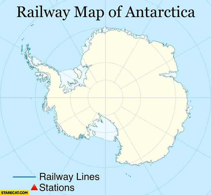 Railway map of Antarctica no railway lines or stations