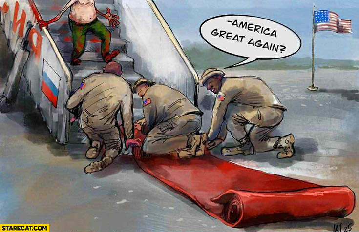 Red carpet for Trump american soldiers america great again