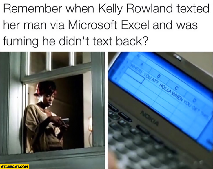 Remember when Kelly Rowland texted her man Nelly via Microsoft Excel and was fuming he didn’t text back?