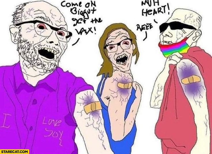 Retarded vaccinated people drawing covidians come on biggot get vaccinated vax