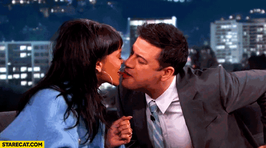 Rihanna eating twizzler with Jimmy Kimmel challenge animation