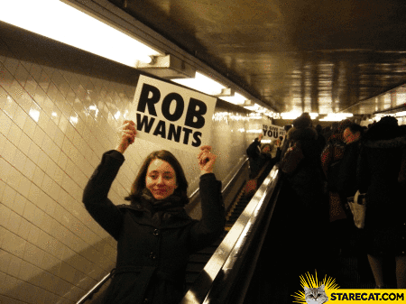 Rob wants to give you a high five get ready GIF animation 
