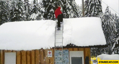 Roof snow removal expert GIF animation