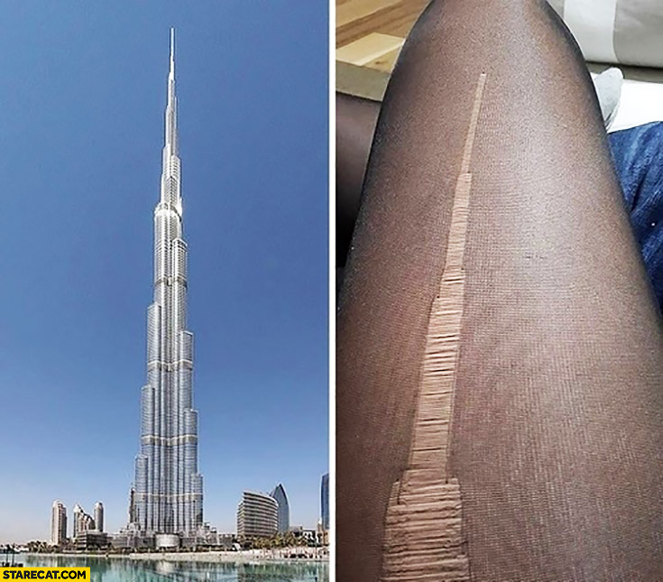 Run in tights looking like Burj Khalifa funny coincidence