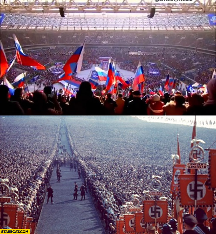 Russia invasion support event just like nazis support events comparison lookalike