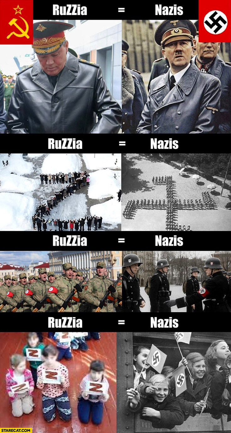 Russia ruzzia equals nazis wear the same use symbols indoctrinate kids