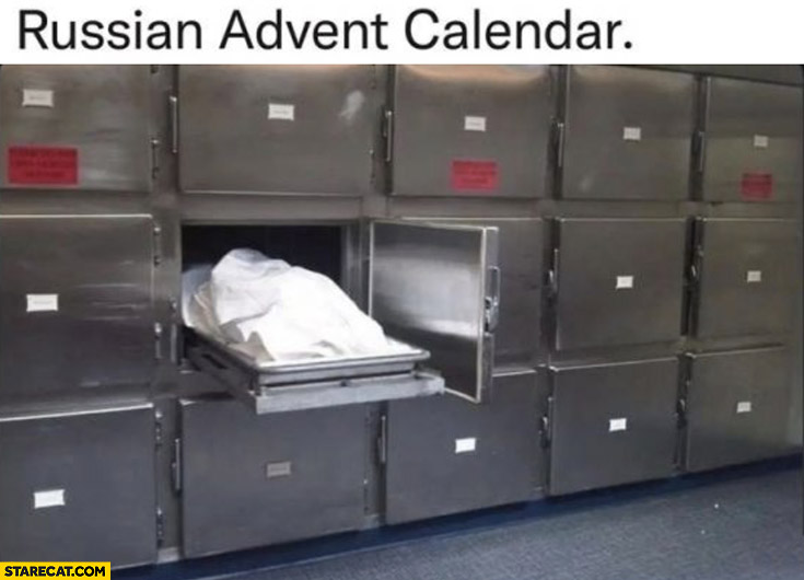 Russian advent calendar morgue dead bodies