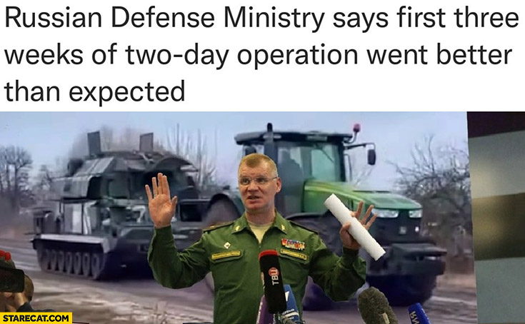 Russian defense ministry says first three weeks of two day operation went better than expected