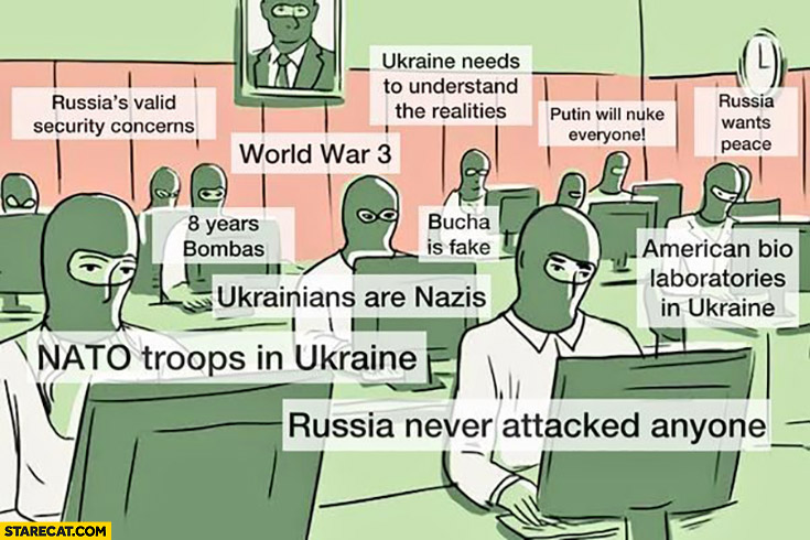 Russian internet trolls NATO troops in Ukraine, russia never attacked anyone, Ukrainians are nazis