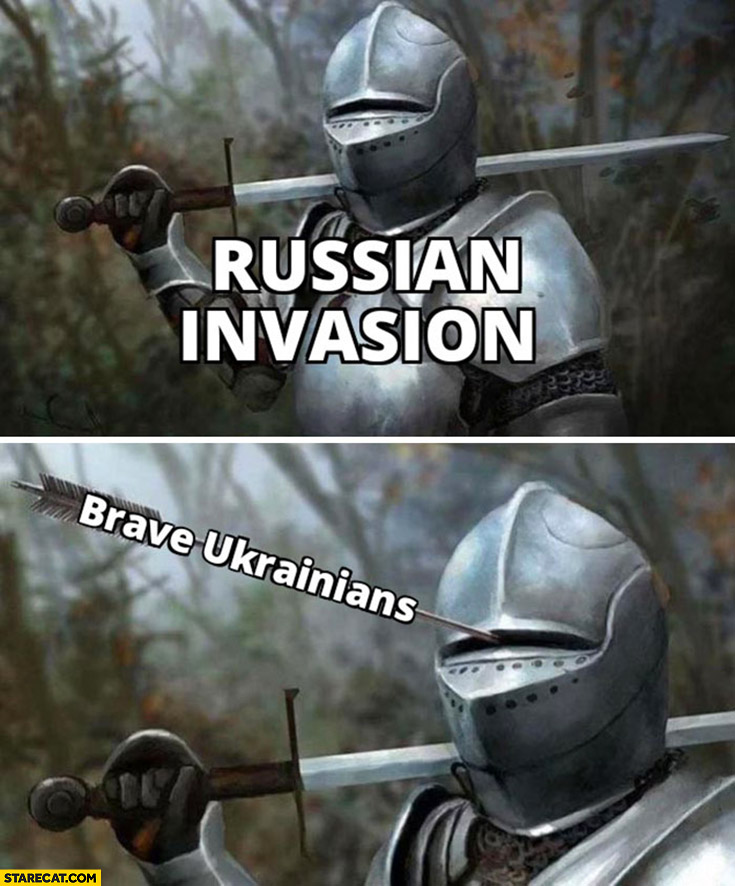 Russian invasion full armor brave Ukrainians arrow through eyes